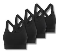 FM London 4PK Strappy Sports Bra (UK, Alpha, XS, S, Regular, Regular, Black)