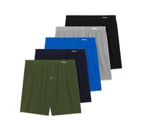 FM London 5-pack Mens Boxers Loose Fit - Super Soft 100% Cotton Underwear Solid colours with Button Fly and Comfort Stretch Waistband Dark Assorted S