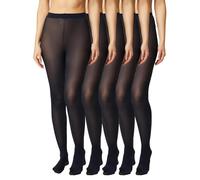FM London 5-Pack Tights for Women - Comfortable Women's Tights with Stretch Fit Design - 40 Denier - Available in Black, Nude & Navy Colours - Soft and Durable Construction for All Occasions
