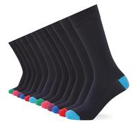FM London Mens (12-pack) Men’s Smart Breathable Socks, Navy/Colour Heel & Toe, 6-11 UK