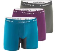 FM London 3-Pack Bamboo Boxers for Men with Anti Chafe Panels - Soft Long Leg Boxers with Contoured Pouch - Moisture Wicking, Tag Free, Breathable Men's Underwear, Assorted (3-pack), XXL