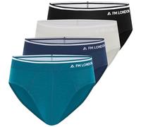 FM London Mens (4-pack) Bamboo Briefs, Black, Blue, Grey, S UK