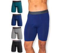 FM London 4-Pack Mens Long Leg Boxers Bamboo - Super Soft, Anti Chafing, Sweat Wicking Bamboo Boxers With Keyhole Fly