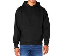 FM London Mens Essentials Hoodie - Slightly Oversized Hoodie, Heavyweight Design, Breathable Cotton Blend Pullover Black