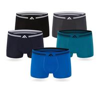 FM London Mens Super Soft Bamboo (5-pack) Boxer Shorts, Black, Grey, Blue, M UK