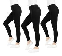 FM London 3-Pack Women's Casual Leggings - Non See Through Leggings for Women UK - Stretch Fit and Seamless - Suitable as Gym Wear or Casual Wear