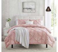FM Pintuck Duvet Cover Sets 100% Soft Microfibre Quilt Bedding Set Luxury Hotel Quality Microfiber Covers Single Double King SuperKing Size Bed Covers with Pillowcases