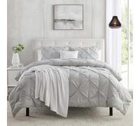 FM Pintuck Duvet Cover Sets 100% Soft Microfibre Quilt Bedding Set Luxury Hotel Quality Microfiber Covers Single Double King SuperKing Size Bed Covers with Pillowcases
