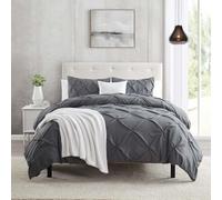 FM Pintuck Duvet Cover Sets 100% Soft Microfibre Quilt Bedding Set Luxury Hotel Quality Microfiber Covers Single Double King SuperKing Size Bed Covers with Pillowcases