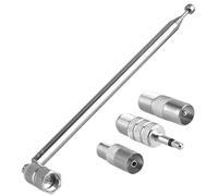 FM Radio Antenna DAB Radio Aerial Antenna 75 Ohm Telescopic F Type Male Plug Connector with Adapter Indoor Unbal FM Aerial for HIFI AV Receiver Mini System Table Top Radio Home Cinema System