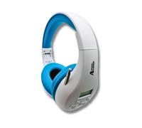 FM Radio Headphones Adjustable with Pull-Out Antenna - Portable Personal Radio for Walking Jogging Relaxing | Battery Powered | 2 AA Batteries Not Included (White & Blue)