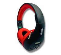 FM Radio Headphones Adjustable with Pull-Out Antenna - Portable Personal Radio for Walking Jogging Relaxing | Battery Powered | 2 AA Batteries Not Included (Black & Red)