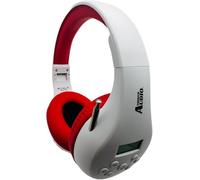 FM Radio Headphones Adjustable with Pull-Out Antenna - Portable Personal Radio for Walking Jogging Relaxing | Battery Powered | 2 AA Batteries Not Included (White & Red)