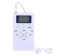 FM Radio, Mini Portable LCD FM Radio Battery Operated Portable Digital Pocket Radio Wireless Receiver with Earphone Best Reception and Longest Lasting(White)