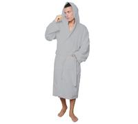 FM Terry Toweling Hooded Bathrobe for Women and Men’s 100% Pure Egyptian Cotton Bath Robes Unisex Changing Dressing Gown Perfect for shower and Spa (L/XL - Grey)