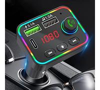 FM Transmitter Bluetooth 5.0 Car Radio Audio Adapter FM Modulator Car MP3 Player Handsfree Car Kit Support Voltage Detection Play USB Disk/SD Card 3.1A Dual USB Ports