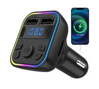 FM Transmitter Car MP3 Player - Hands-Free USB Charging Wireless Music Player | Plug And Play TF Card Reader With Colorful LED Lights | Call Answering Compatible With Most Vehicles