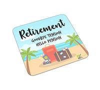 FM027 Retirement Goodbye Tension Hello Pension Novelty Funny Idea Glossy Metal Square Fridge Magnet