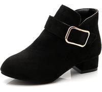 FM2018XSL Girls' Fashion Boots, Children's Ankle Boots, Low Heel Suede Short Boots, Winter Warmth, Snow Boots, Anti Slip Outdoor Shoes,black,UK1.5