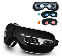 Fmalve Eye Massager with Heat and Cooling for Migraines, Dry Eyes, Heated Eye Mask Massager Improve Sleeping - Gifts for Women and Men (Black)