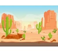 Fmarui 10x8ft Cartoon Desert Cactus Backdrop Wild West Mountains Desert Road Landscape Background Western Cowboy Birthday Baby Shower Party Decoration Banner Photo Booth Props