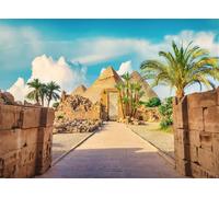 Fmarui Ancient Egypt Backdrop 10x8ft | Karnak Temple Pyramids in Desert Landscape | for Egyptian Themed Party Decorations Adults Travel Portraits Photo Shoot Studio Props