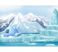 Fmarui Arctic Winter Backdrop 7x5ft Snowy Igloo North Pole Mountain Scene Photo Booth Banner for Kids Birthday, Baby Shower, and Christmas Party Decor