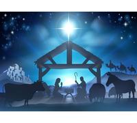 Fmarui Nativity Scene Backdrop with Star of Bethlehem - 10x8ft Manger Stable Three Wise Men Background for Christmas Photo Booth, Religious Decorations, Christian Family Events Props