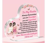 FMCC Bestie Gifts for Women Girls Bestie Birthday Gifts Heart Acrylic Plaque Gifts for Bestie Gifts for Best Friend Friendship Christmas Gifts Beautiful Bestie