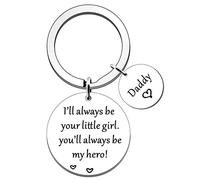 FMCC Daddy Gifts from Daughter -Dad Birthday Christmas Fathers Day Gift Keyring I'll Always be Your Little Girl, You'll always be My Hero.