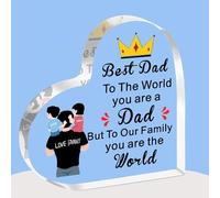 FMCC Fathers Day Gift for Dad Best Dad Daddy Birthday Christmas Heart Acrylic Plaque You Are The World