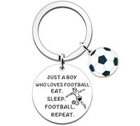 FMCC Football Gifts for Boys-Funny Boys Gifts Keyring Just a Boy Who Loves Football Eat Sleep Repeat