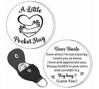FMCC Uncle Gifts - Uncle Birthday, Christmas, Fathers Day Gift - Pocket Hug Token Keyring - Silver