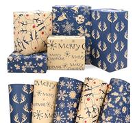 FMDPZUP Christmas Wrapping Paper 5 Different sheets,50 * 70cm Blue Mix Xmas Wrapping Paper Kraft Paper Perpect for Christmas