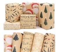 FMDPZUP Christmas Wrapping Paper 5 Different sheets,50 * 70cm Mix Xmas Wrapping Paper Bro wn Kraft Paper Perpect for Christmas