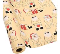FMDPZUP Christmas Wrapping Paper Roll,15m *43cm Funny Santa Claus Eco Xmas Wrapping Paper Kraft Brown Paper Perpect for Christmas