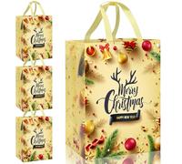 FMDPZUP Large Gift Bags,4 Pack Golden Christmas Tote Bags Handle Non-woven Fabric Present Bag,41 * 30 * 18cm Xmas Reusable Shopping Bag