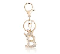 Fmeida Gold Letter Keychains for Women Initial Letter Keychains Crown Design, B