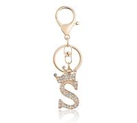 Fmeida Gold Letter Keychains for Women Initial Letter Keychains Crown Design, S