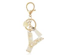 Fmeida Initial Keychains for Women | Personalized Cute Heart Tassel Keyring | Resin Letter Key Chain Bag Charms Y