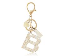 Fmeida Initial Keychains for Women | Personalized Cute Heart Tassel Keyring | Resin Letter Key Chain Bag Charms White B