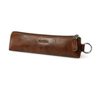 Fmeida PU Leather Pencil Pen Case Slim Design Pens Bag Plain Pencil Pouch Compact Size for Student Middle School College Office (Dark Brown)
