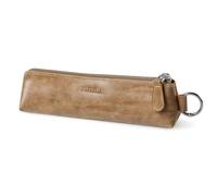 Fmeida PU Leather Pencil Pen Case Slim Design Pens Bag Plain Pencil Pouch Compact Size for Student Middle School College Office (Light Brown)