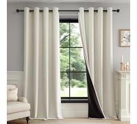 Fmfunctex Blackout Thermal Curtains for Bedroom 72 Inch Drop Beige Eyelet Curtains for Living Room Weave Textured Light Blocking Energy Saving Window Curtain Drapes 2 Panels