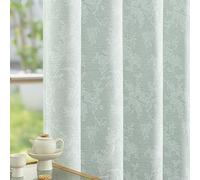 Fmfunctex Green Floral Jacquard Blackout Curtains for Living Room 90 inch Scroll Flower Curtains for Bedroom Thermal Insulated Chenille Eyelet Curtain Room Darkening Window Curtain Drapes 2 Panels