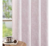 Fmfunctex Pink Floral Jacquard Blackout Curtains for Living Room 84 inch Scroll Flower Curtains for Bedroom Thermal Insulated Chenille Eyelet Curtain Room Darkening Window Curtain Drapes 2 Panels
