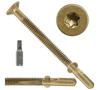 FMhotu #10 x 3" Trailer Deck Screws, Self-Tapping Sheet Metal Screws, 124Pcs T25 Star Bits Reamer Tek Screws for Trailers, for Attaching Wood to Steel