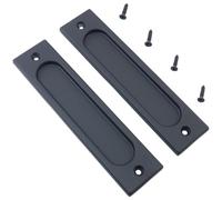 FMHXG 2PCS Aluminium Alloy No Drill Cabinet Door Handles 7565C Black Right Angle Screw Type Concealed Compatible with Steel and Wooden Wardrobes and Folding Doors