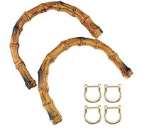 FMHXG 2pcs Handbag Handles Imitation Bamboo Bag Handles Replacement for Handbag Handcrafted DIY Bags Accessories with Link Buckle Bamboo Purses Handles