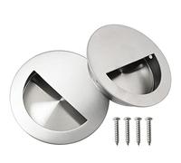 FMHXG 2pcs Recessed Embedded Door Handle 70mm Stainless Steel Round Drawer Handles Hidden Concealed Recessed Sliding Door Pull Handles Invisible Handle Cabinet Pulls